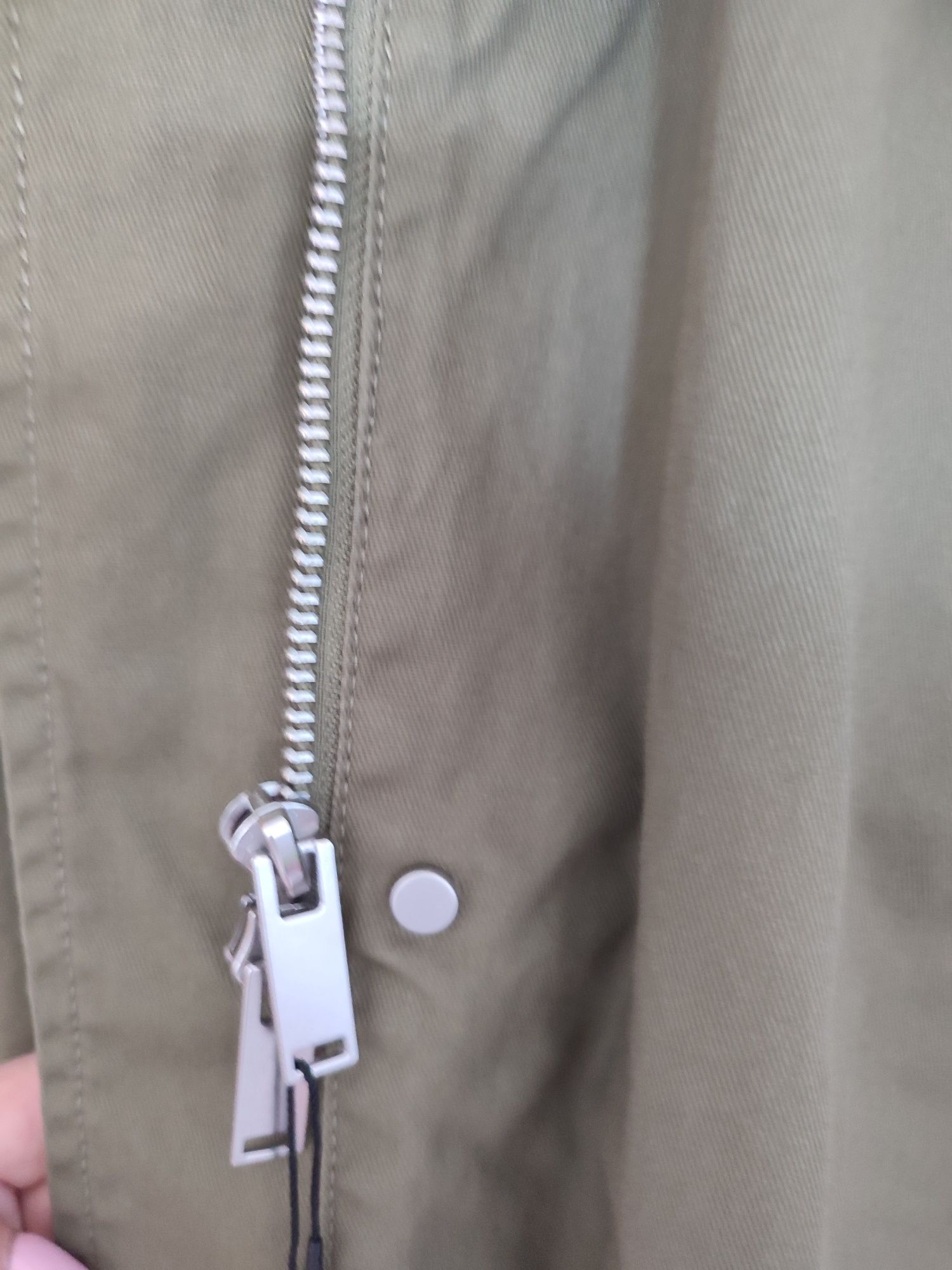 Parka z kapturem zielona Zara