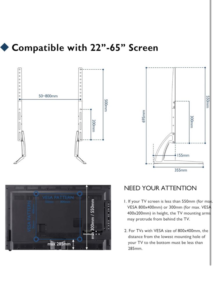 Suporte para TV - Pés para TV (22 a 65 polegadas)