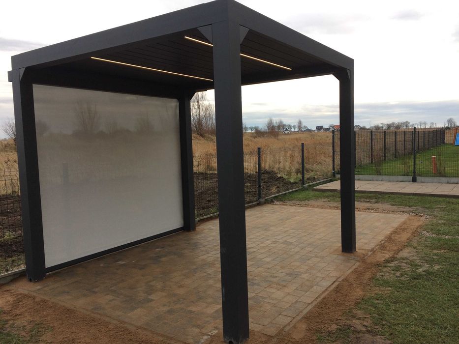 PERGOLA Ogrodowa "Solidy" 3x3 Aluminiowa, Elektryczna, Led