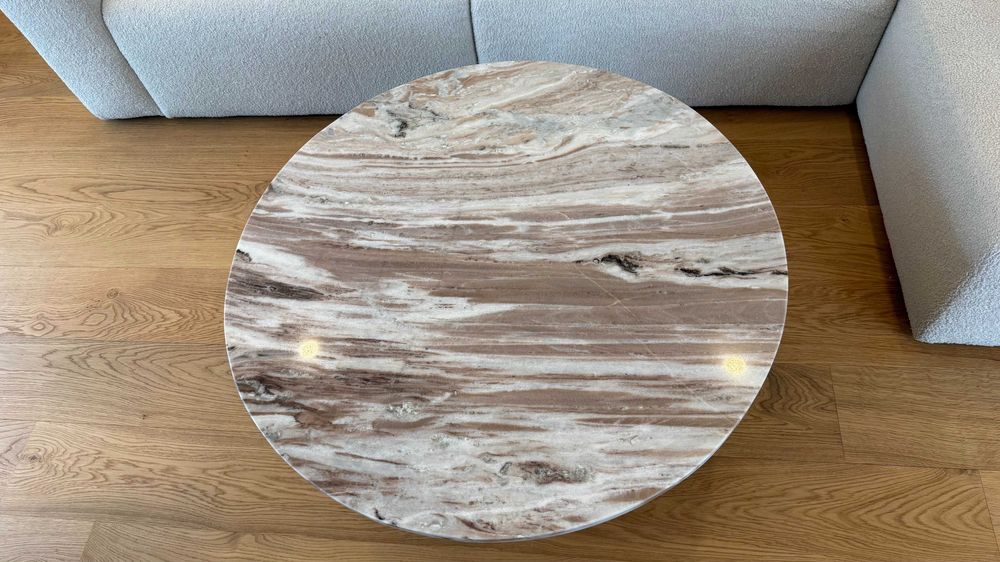 Mesa de centro SKLUM redonda Ø90 cm em mármore e madeira