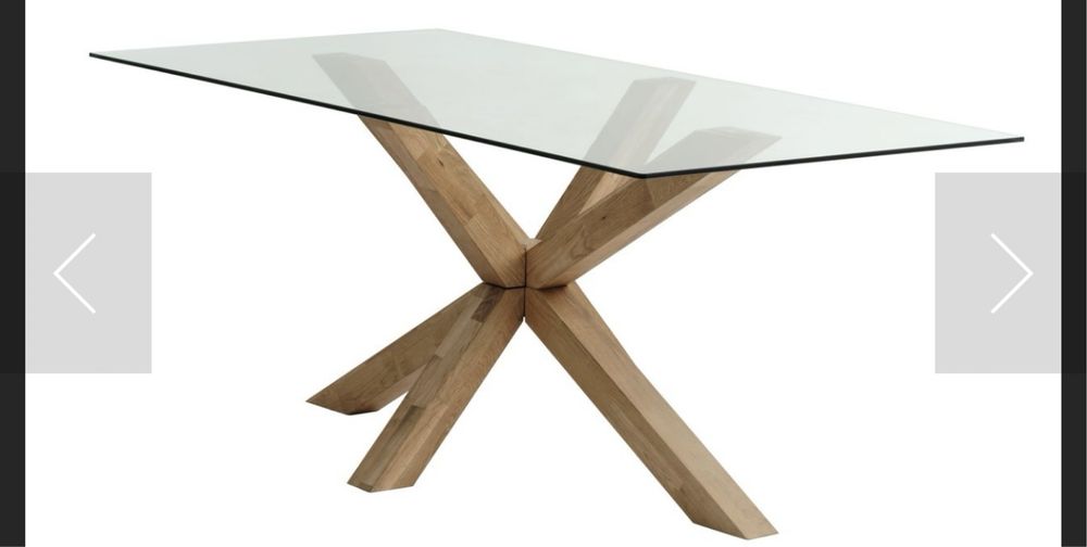 Mesa de jantar AGERBY 90x190 vidro/carvalho