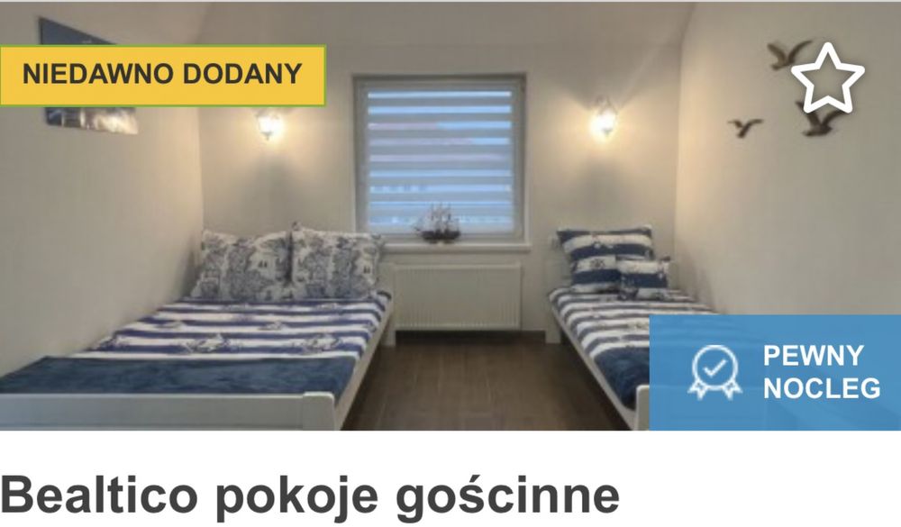 Pokoje gościnne Bealtico Grzybowo ( k.Kołobrzegu.) 55zł doba