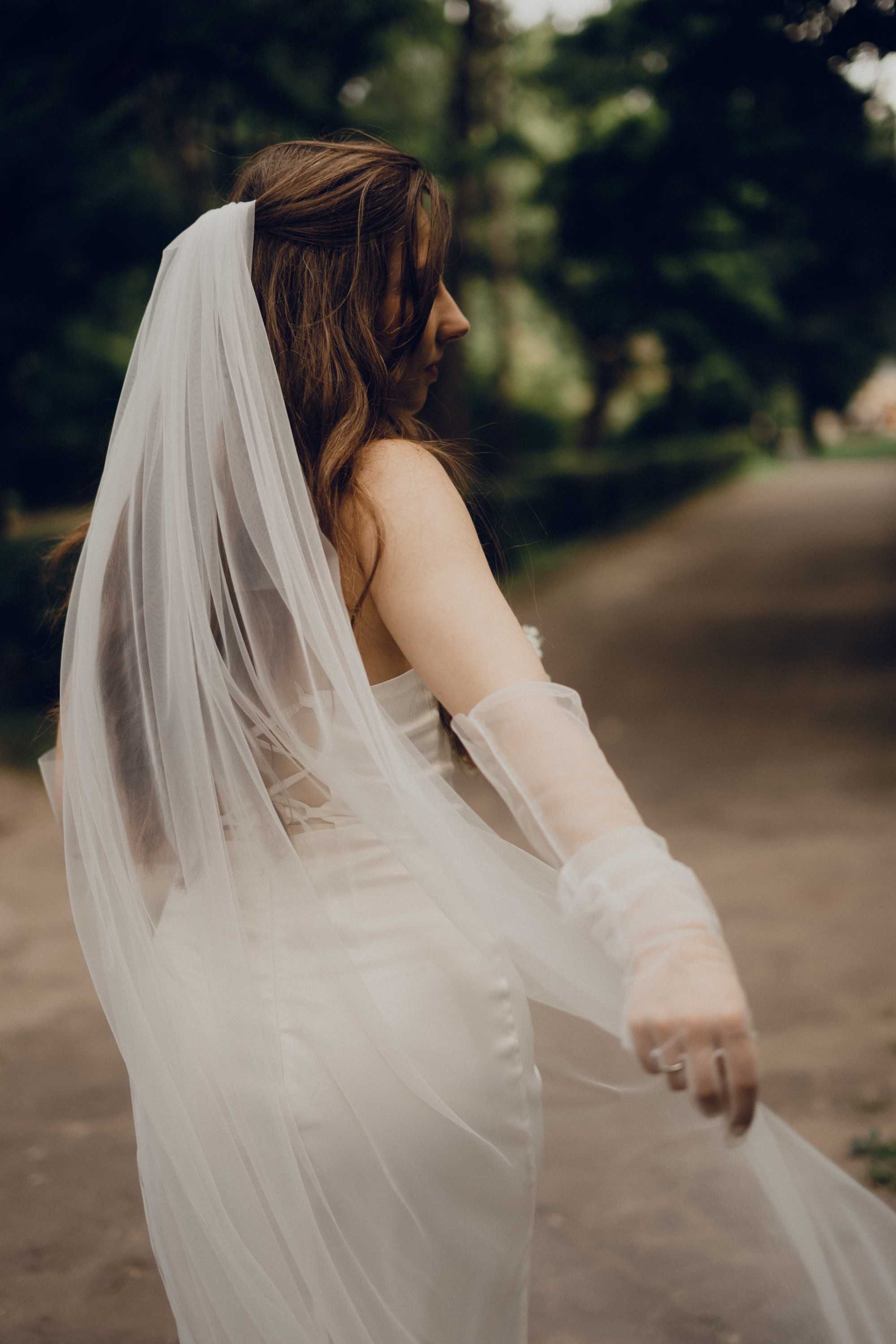 Весільна сукня пряма + фата | Сукня на розписку | Вечірня біла сукня