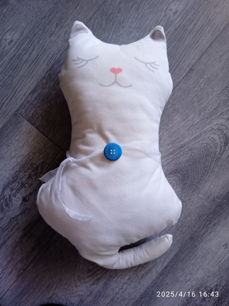 Maskotka Pluszowa Pluszak Duży Biały Kot Kotek 35 cm