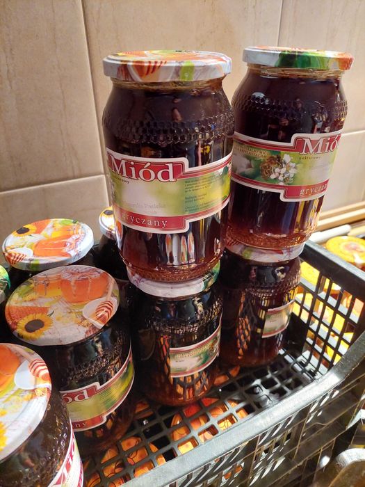 Naturalne Mazurskie miody hurt słoik 900 ml.