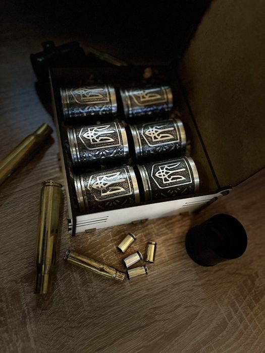 Чарки із гільз МК-19 калібру 40мм на подарунок тризуб герб патріотичні