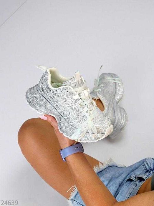 Кроссовки "sindy", белые,  со стразами 41 размер-25.5 под Balenciaga
