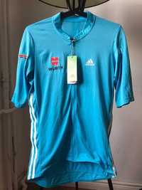 Męska letnia koszulka kolarska Adidas błękitna M