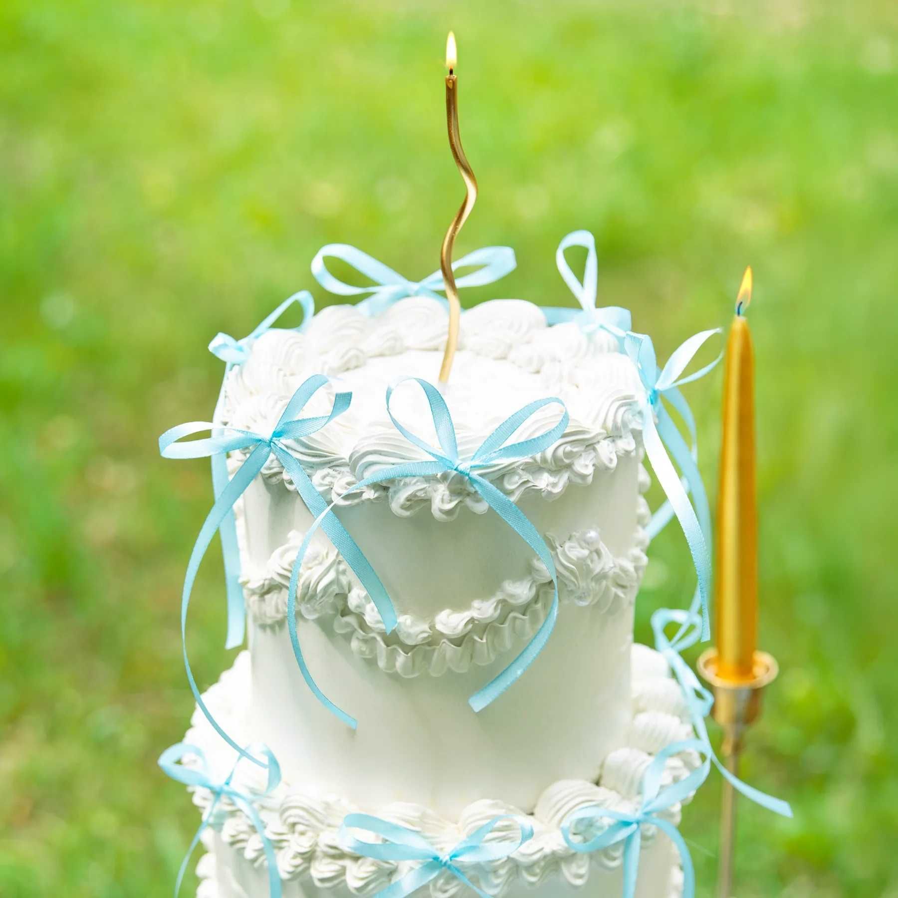 Toppery Na Tort Kokardki Niebieskie DIY 10 szt. Dekoracja Baby Shower