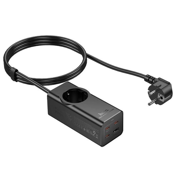 Hoco Ładowarka Przedłużacz 2 m 1 gniazdo + 3 x USB C QC3.0 67W