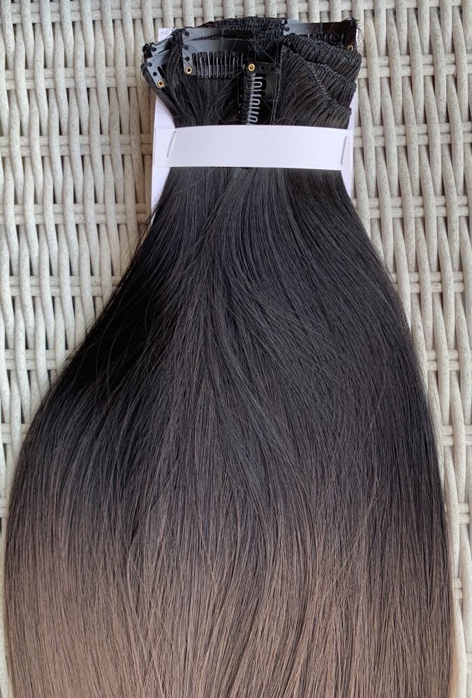 Premium Ultra włosy doczepiane, czarny / brąz / ombre /clip in,( 202 )