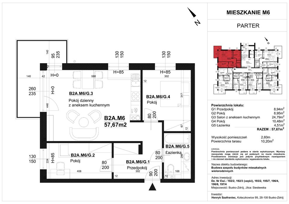 MIESZKANIE NA SPRZEDAŻ ul. Siesławska w Busku-Zdroju B2A M06 57,67 M2