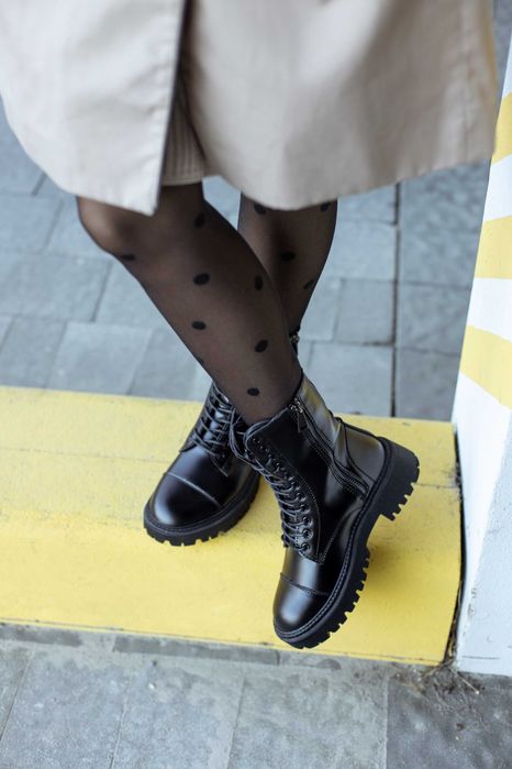 Черевики зимові жіночі (блискуча шкіра, 11 люверсів) |(23.0;23.5;24.0)