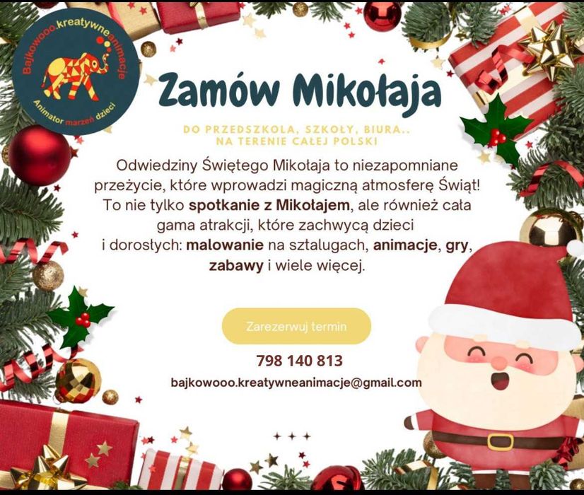 Animacje dla dzieci/Mikołajki/Wizyta domowa Mikołaja/Mikołajki Firmowe