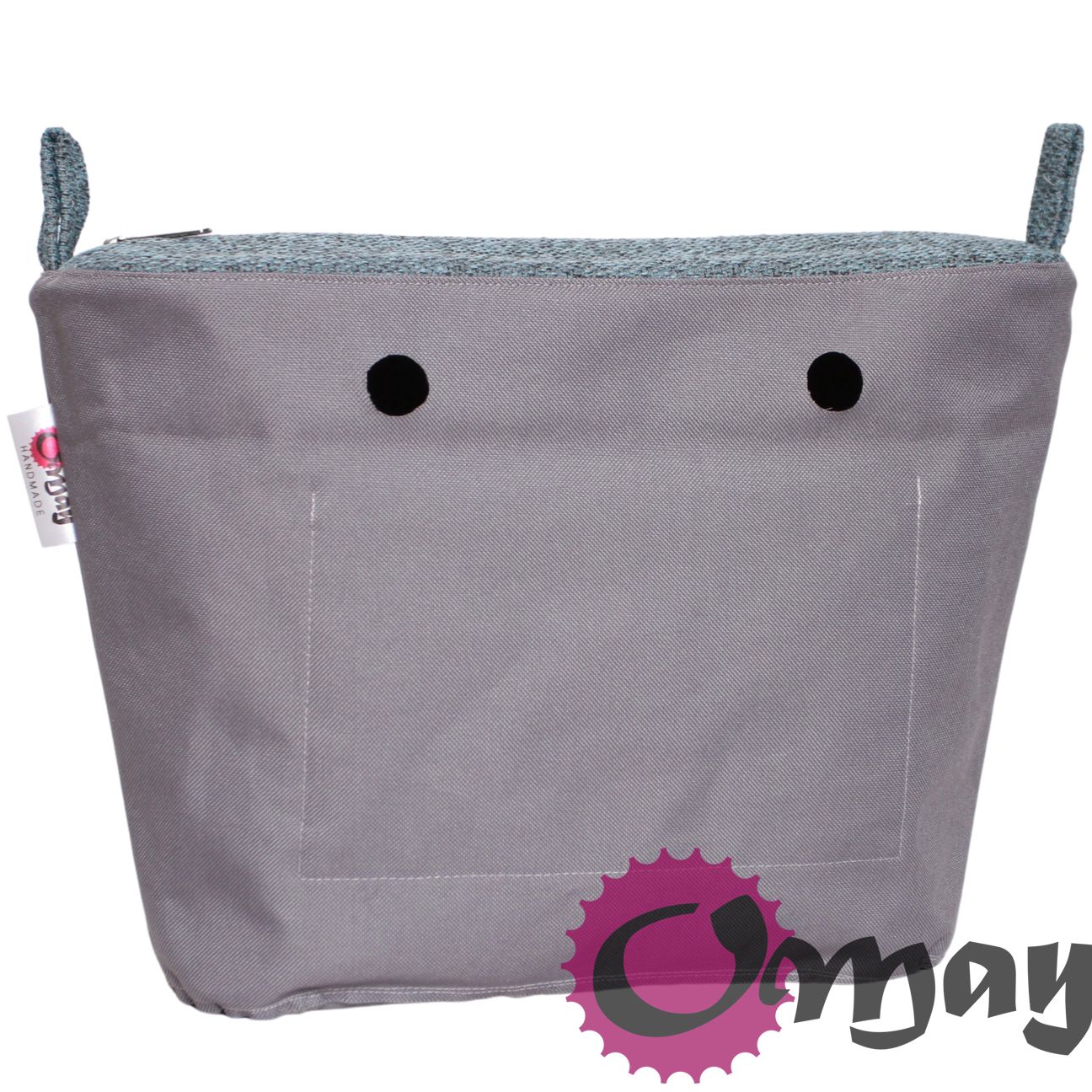 Szary organizer do OBAG STANDARD +OPASKA turkusowa struktura OMAY
