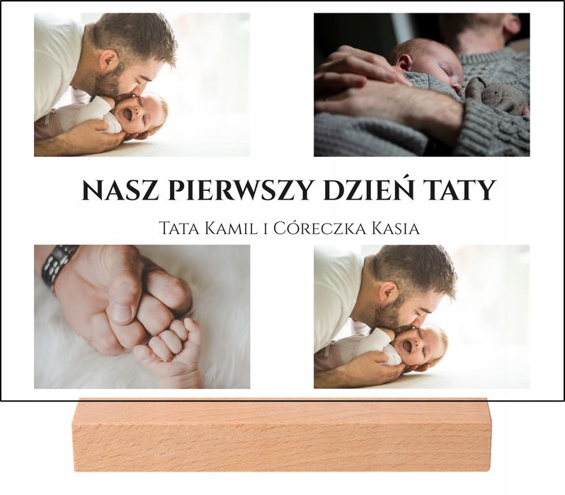 Tabliczka Statuetka  dla Taty Pierwszy Dzień Taty + Imiona Zdjęcia