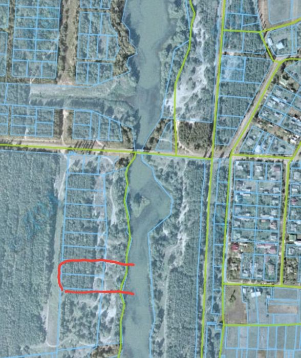 Участок 78 соток, обводной канал, Киевское море, сосновый лес