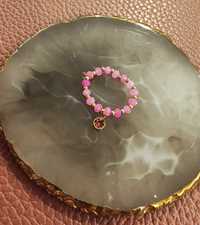 Pierścionek STAL CHIRURGICZNA elastyczny kryształki różowe