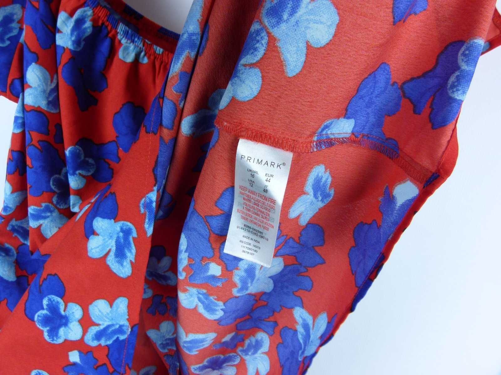 PRIMARK bluzka hiszpanka czerwień kwiaty 16 / 44