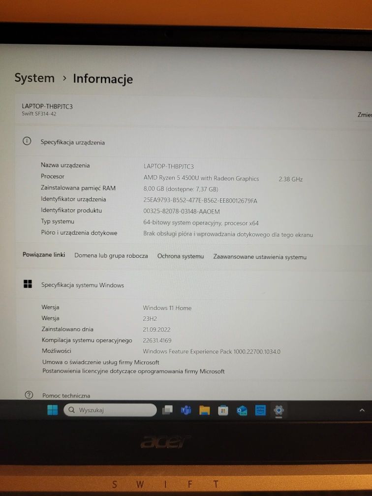 LAPTOP Acer Swift 3