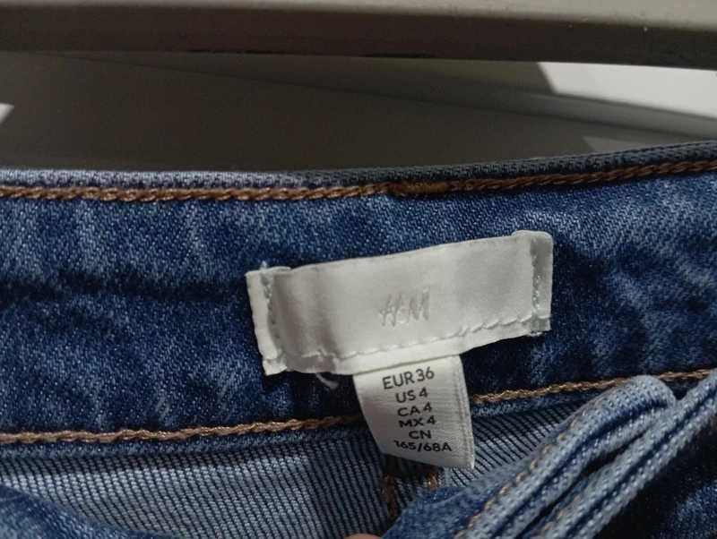 Niebieskie dżinsy jeansy wysoki stan high waist H&M 36