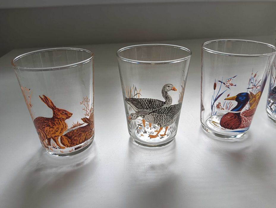 Szklanki zdobione (komplet) - kolekcja PRL
