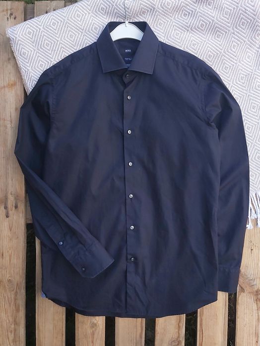 Темно-синя, бавовняна сорочка xl