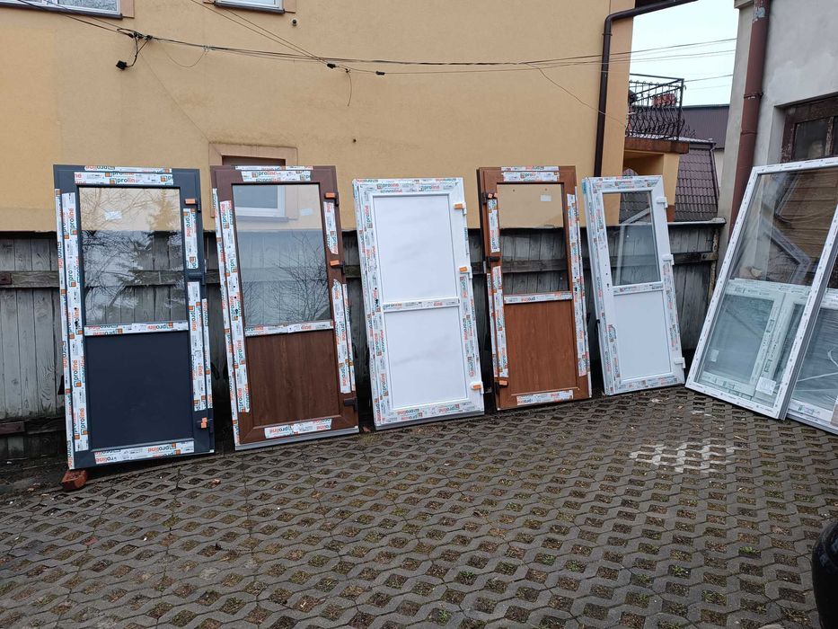 drzwi pcv sklepowe orzech złoty dąb antracyt białe   w 3 DNI dostawa