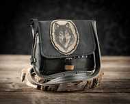 torebka unikatowa z wilkiem vintage handmade