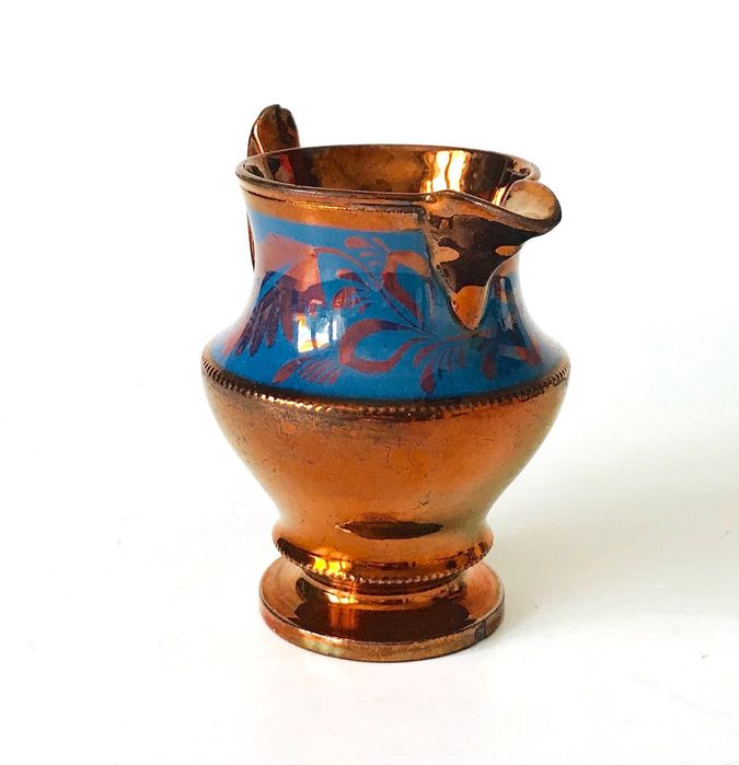 Mlecznik ceramika anglia secesja iryzujący miedziowany art deco