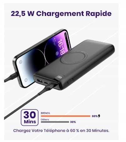 Powerbank bezprzewodowy indukcyjny 27000mAh 22,5W USB-C USB-A BRENCIL