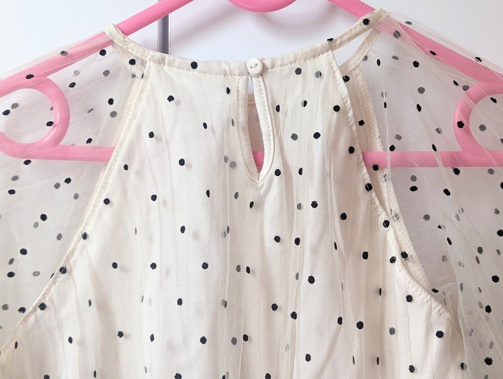 Elegancka tiulowa bluzka Zara 122 beżowa