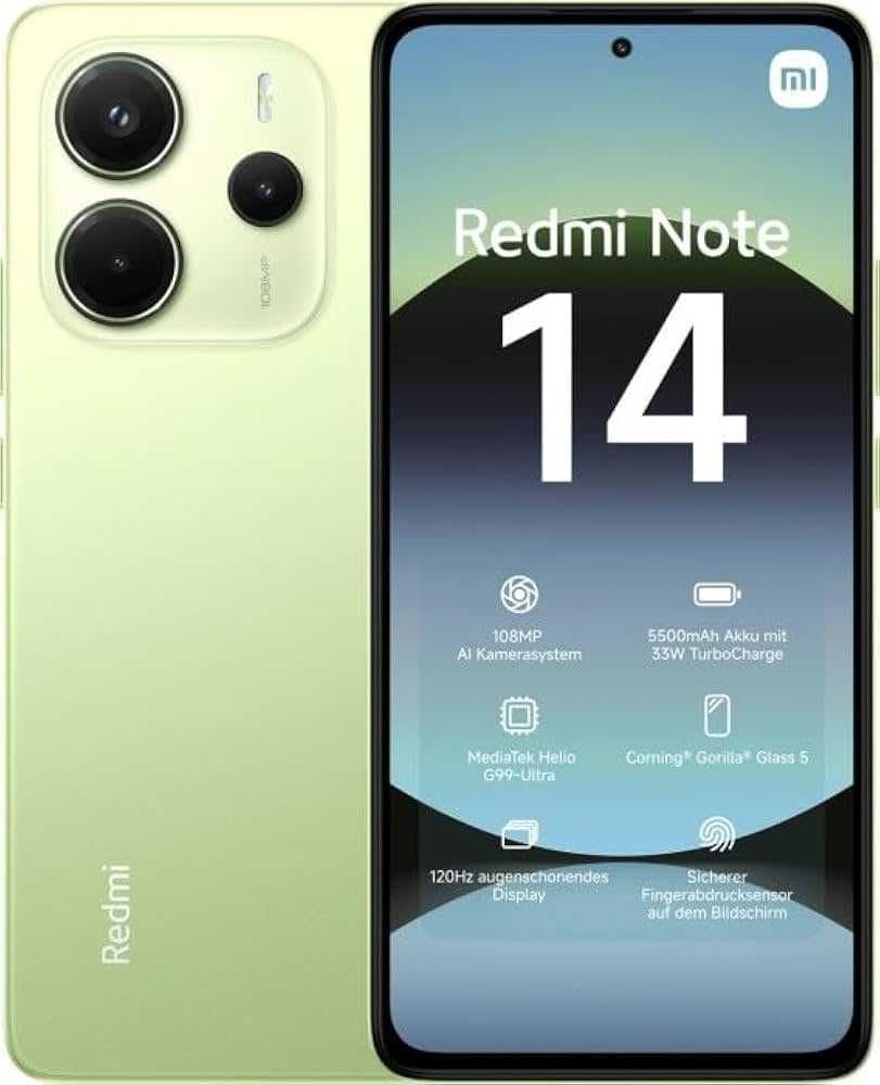НОВЫЙ! Смартфон Xiaomi Redmi Note 14 8/256GB Lime Green ГЛОБАЛ