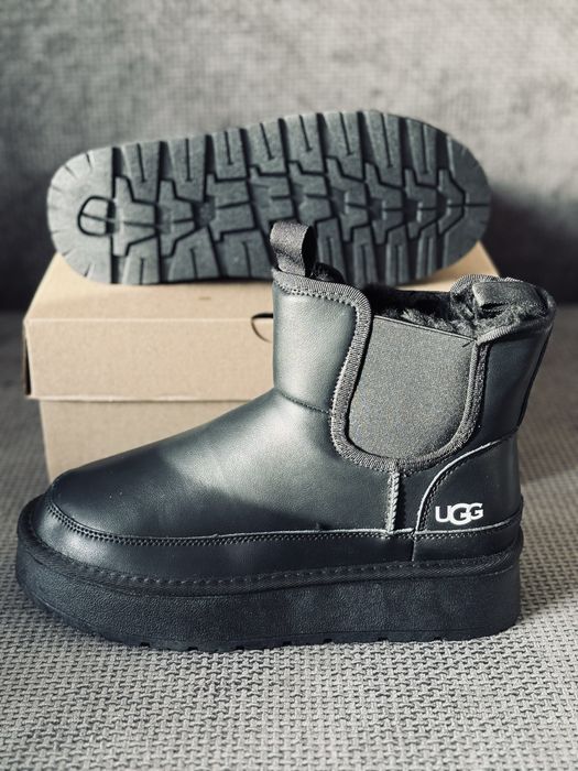 Ugg chelsea leather black кожаные черные угг челси
