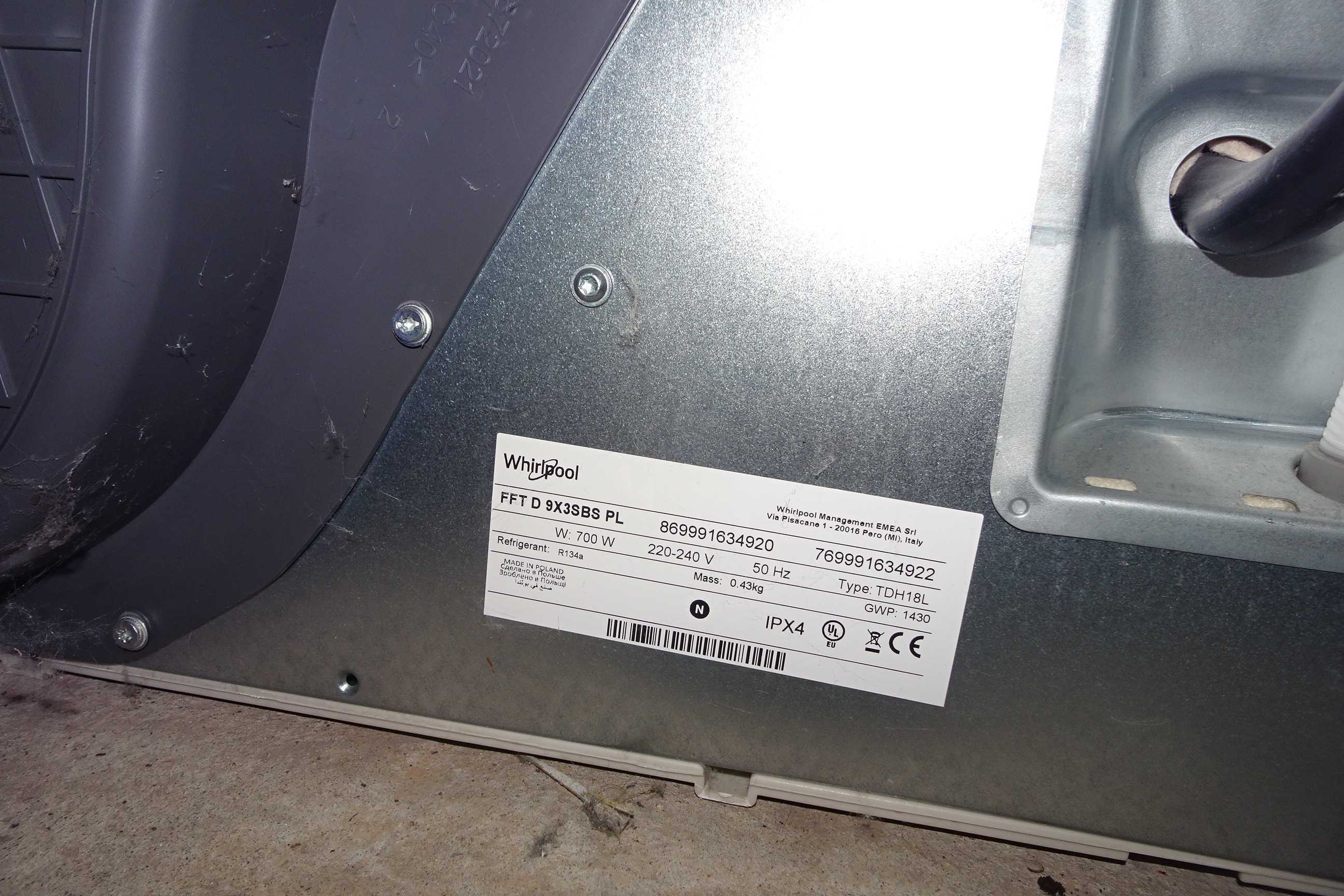 Suszarka z pompą ciepła Whirlpool, FFT D 9X3SBS PL