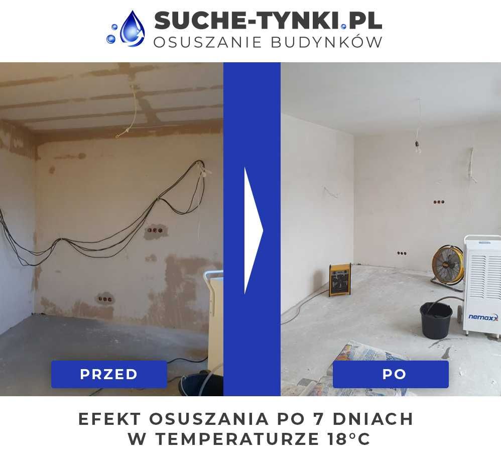 Osuszanie budynków. Wynajem osuszaczy, nagrzewnic, wentylatorów