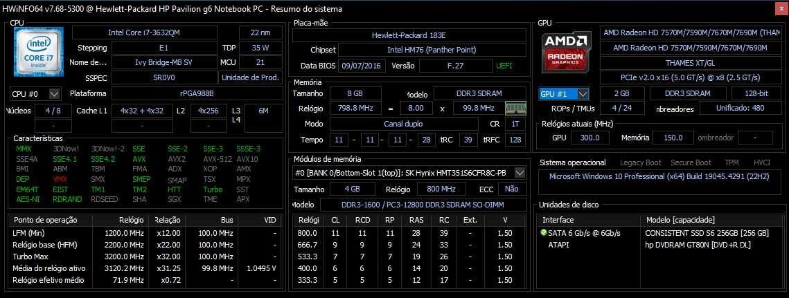 Portatil HP i7  | 8Gb | AMD 7670M 2Gb | SSD | HDMI