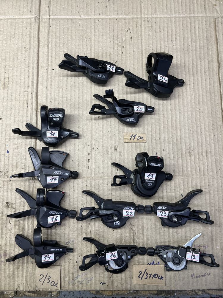 Перемикачі/переключатели/манетки Shimano/Acera/Alivio/Deore/SLX/Xt