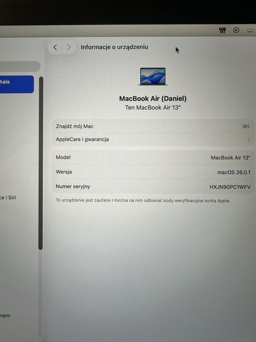 laptop Macbook Air 13,3’ Retina M1 (model A2337 gwiezdna szarość)