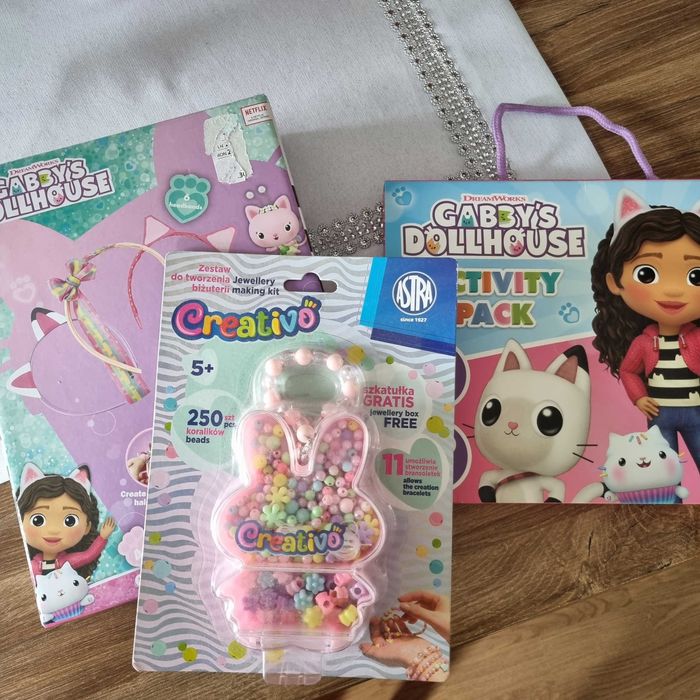 Nowe! Zestaw Koci Domek Gabi opaski kolorowanki koraliki bransoletki