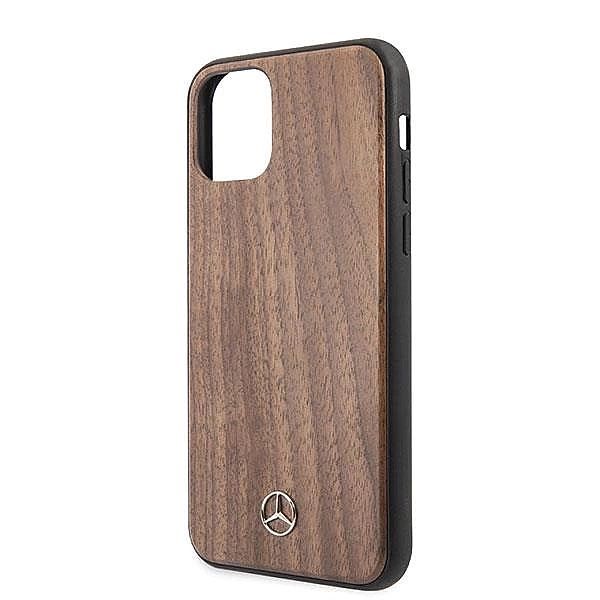 Etui Mercedes Wood Line Walnut na iPhone 11 Pro Max - brązowe