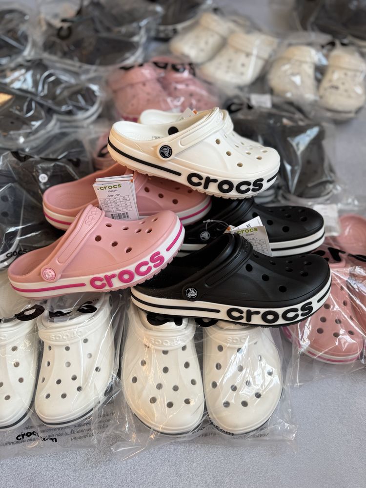 Крокси 1:1 Crocs Bayaband Clog Кроксы Тапки Сабо Белые Розовые