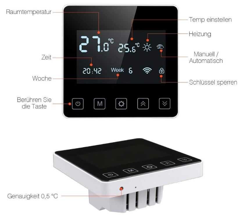 Inteligentny termostat WIFI do elektrycznego ogrzewania podłogowego