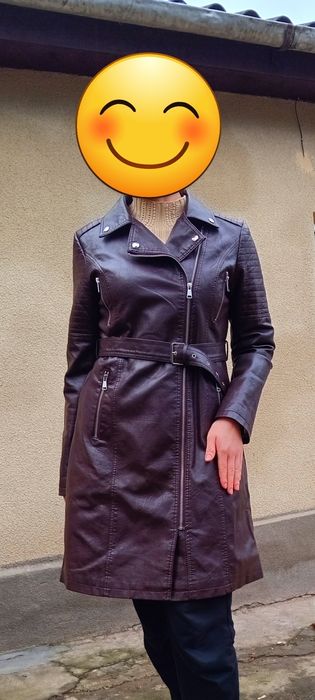 Пальто плащ шкіряний тренч
