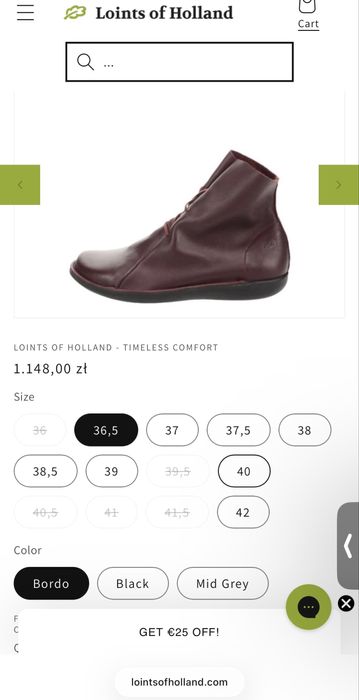 Skórzane botki Loints of Holland 39 26 cm kozaki naturalna filetowe