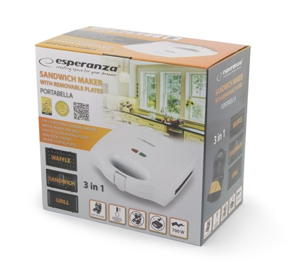 ekt006w  3w1 opiekacz gofrownica grill sandwich toster 700