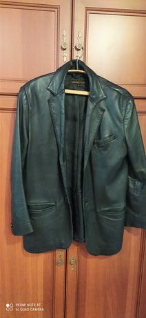 Кожаный пиджак-куртка, размер 50