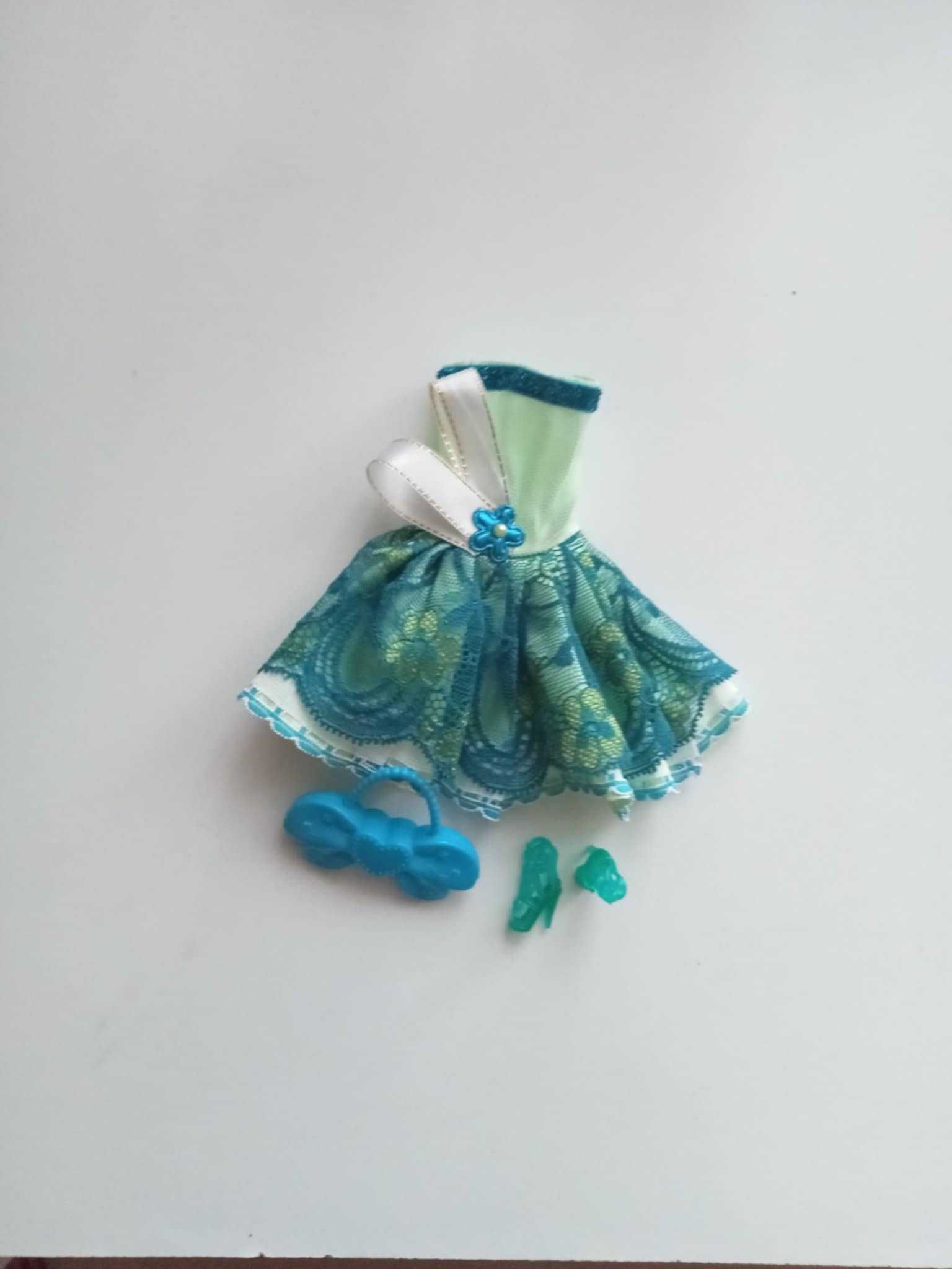 ubranka dla lalki barbie sukienka krótka balowa torebka buty