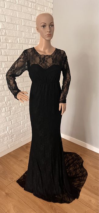 Suknia do sesji ciążowej czarna koronka M