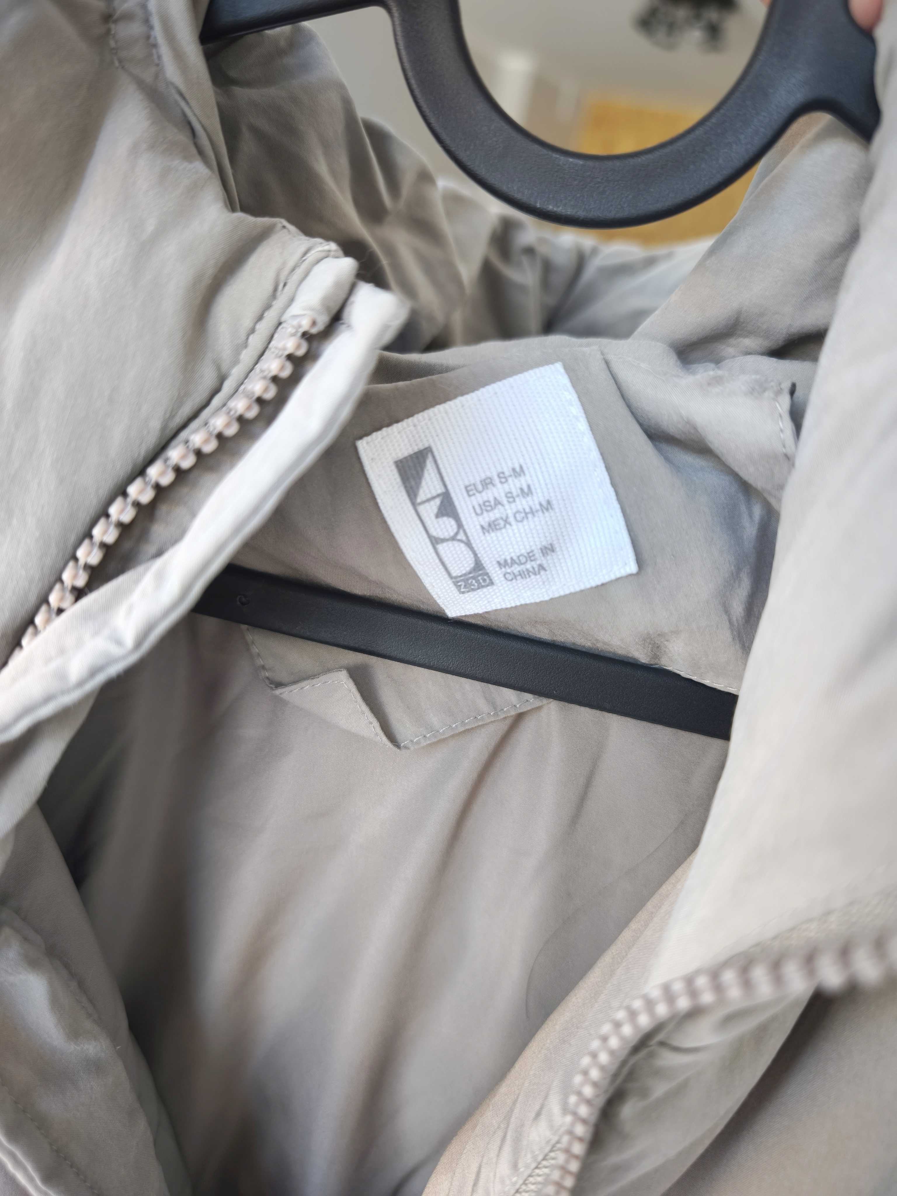 Pikowana kurtka puffer Zara Z3D szara krótka oversize zimowa